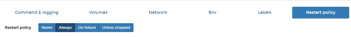 container restart always policy