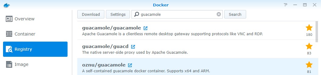 synology nas apache guacamole container download
