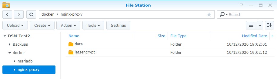 nginx proxy manager synology docker folders for data and letsencrypt