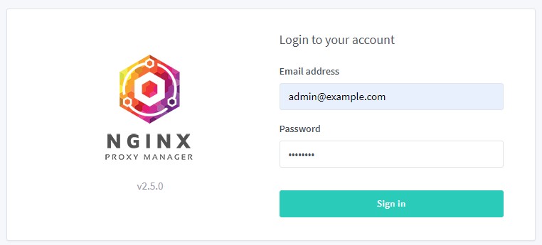 nginx proxy manager login page