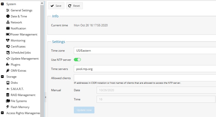 raspberry pi nas - time zone settings