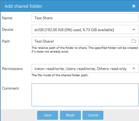 adding a shared folder in openmediavault