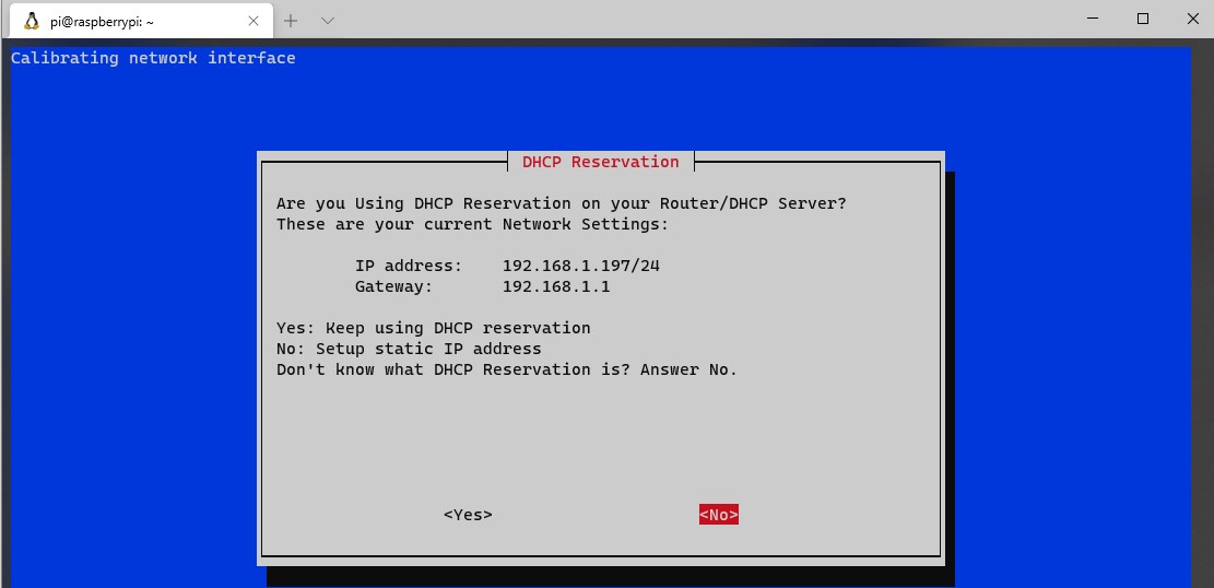 how to setup openvpn on a raspberry pi - dhcp reservation