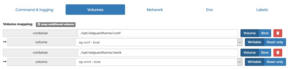 adguard home openmediavault volume settings