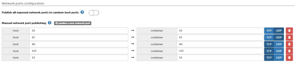 port settings for pi-hole