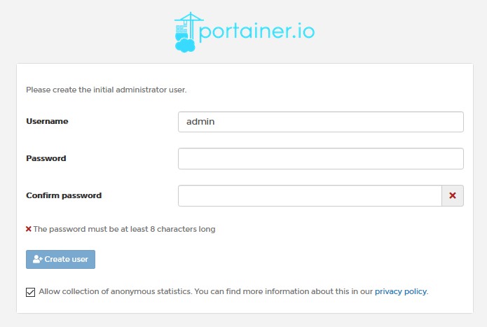 adguard home openmediavault - creating a portainer username