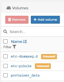 openmediavault pi-hole - creating volumes in portainer