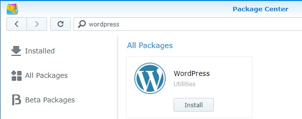 wordpress synology nas package center