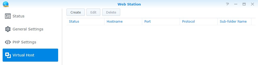 web station virtual host creation