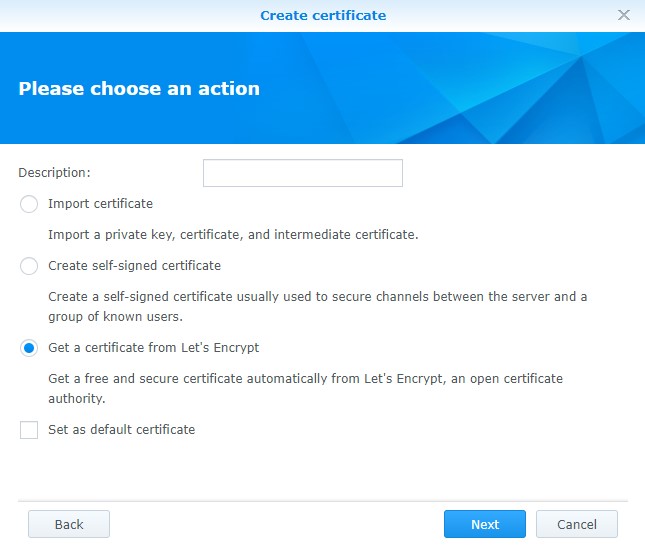 getting a let's encrypt certificate for the website