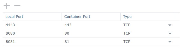 synology nas docker port settings