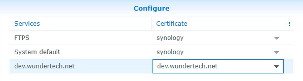 certificate configuration in dsm
