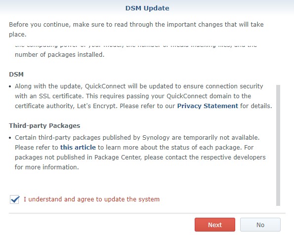 Install Synology's DSM 7.0 Beta as a Virtual Machine! 2 DSM 7.0 beta virtual - page to agree to the dsm update settings