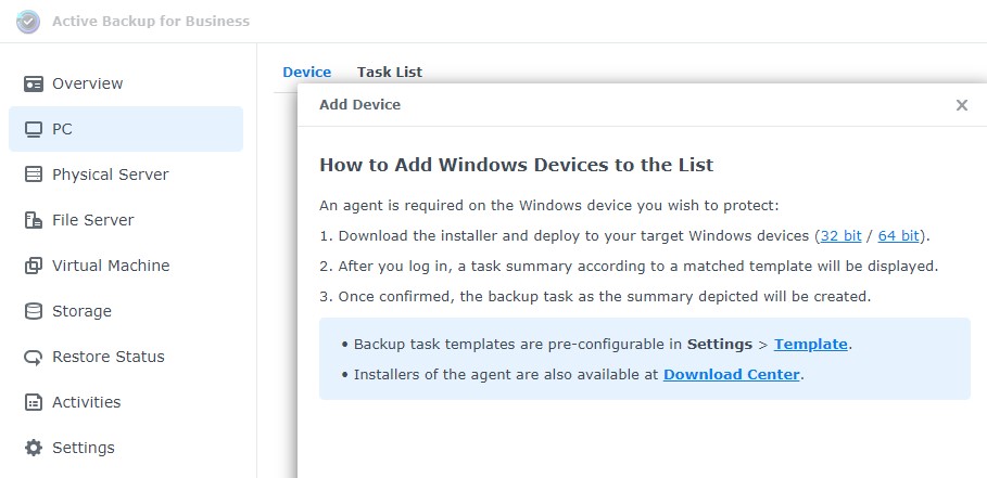 active backup for business windows - add device windows downloader