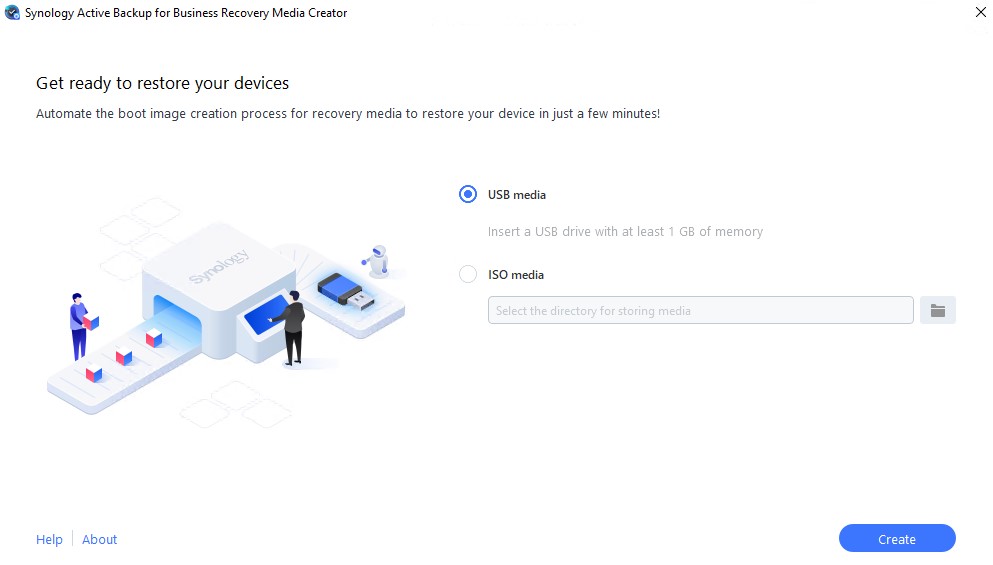 active backup for business windows - usb media creator