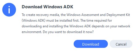active backup for business windows - download adk to create the USB 