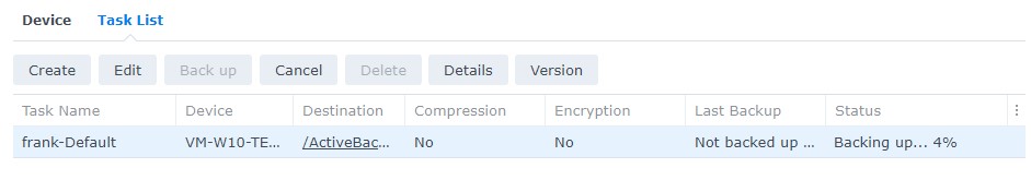 active backup for business windows - machine backing up properly