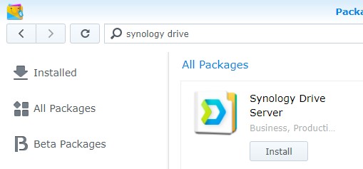 how to set up synology drive - synology package center
