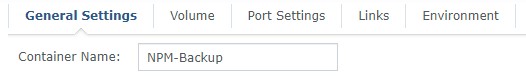 update docker containers synology - general settings of container