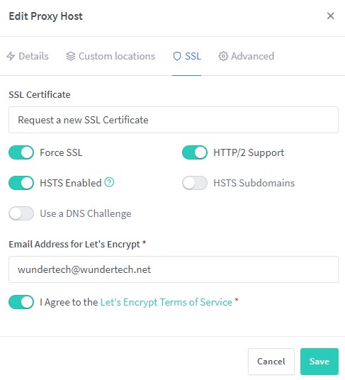 ssl certificate for bitwarden container