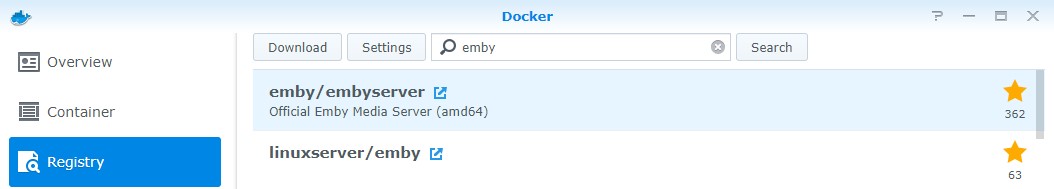 synology nas emby registry download
