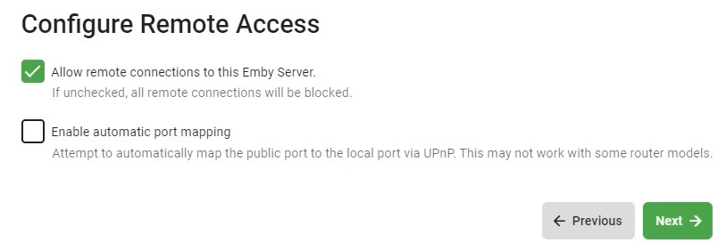configuring remote access for emby 