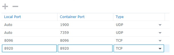 docker emby port settings