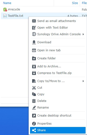 how to share files on a synology nas inside of file station