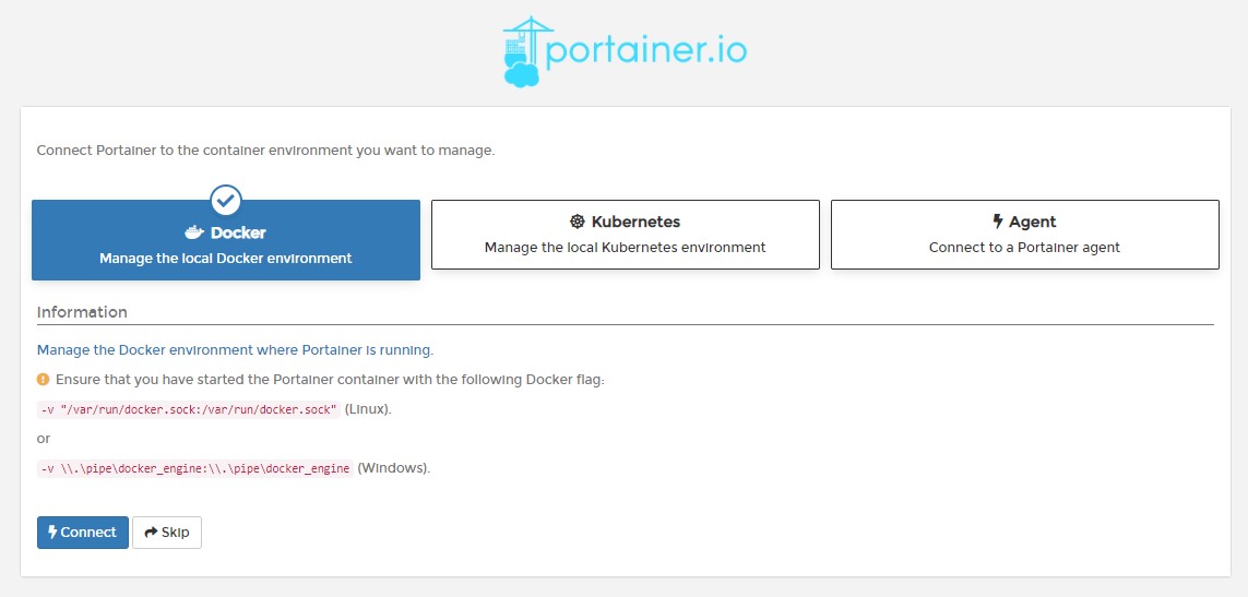 docker environment in portainer