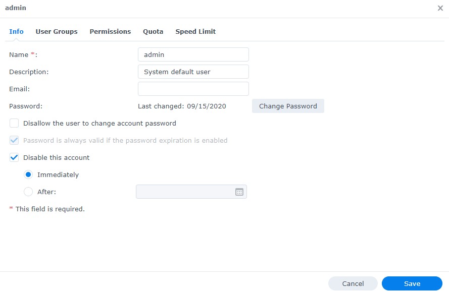 how to secure a synology nas - disabling the admin account