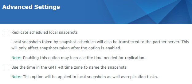 advanced settings for the replication server