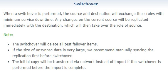 switchover process where the nas will automatically switch over to the other synology nas