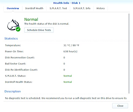 what is the best synology nas hard drive - ironwolf health info in synology dsm.