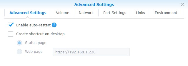 grafana synology nas - enabling auto-restart
