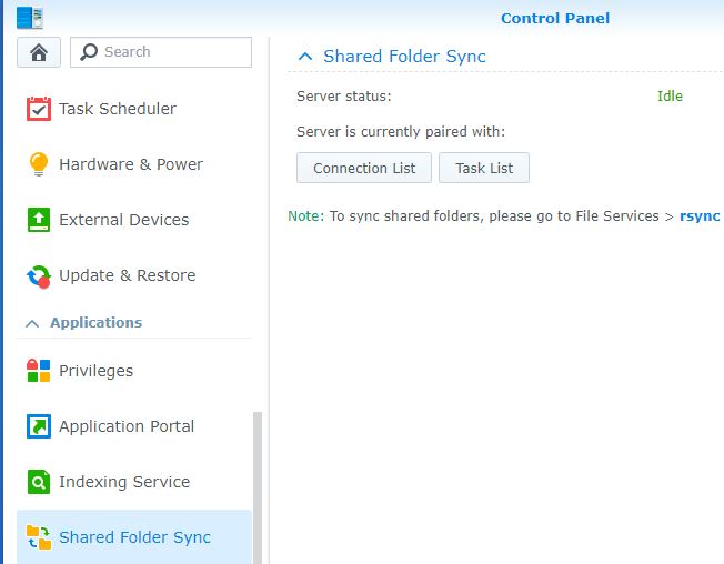 selecting the shared folder sync settings