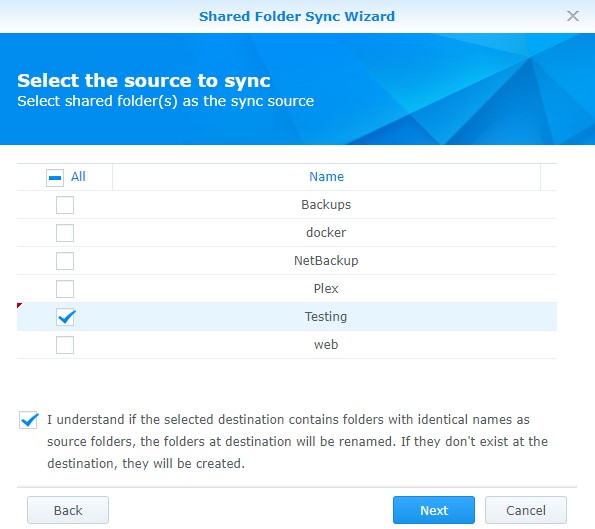 the source that should be synced to the second synology nas