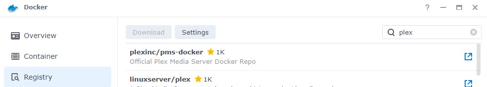 synology nas plex docker container download