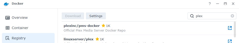 synology nas plex docker container download