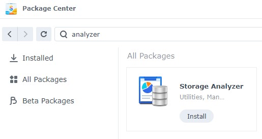 storage analyzer task in package center