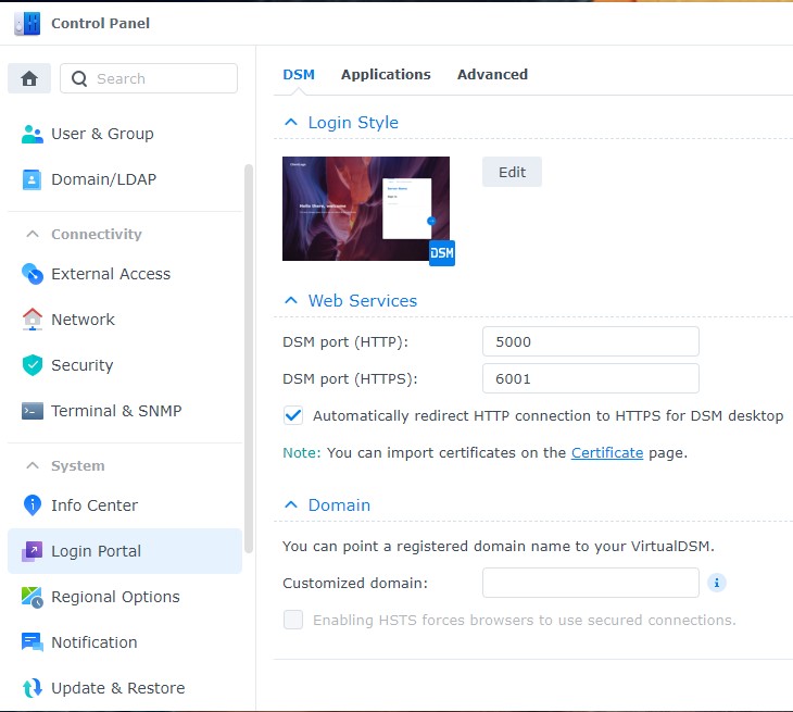 dsm port changes