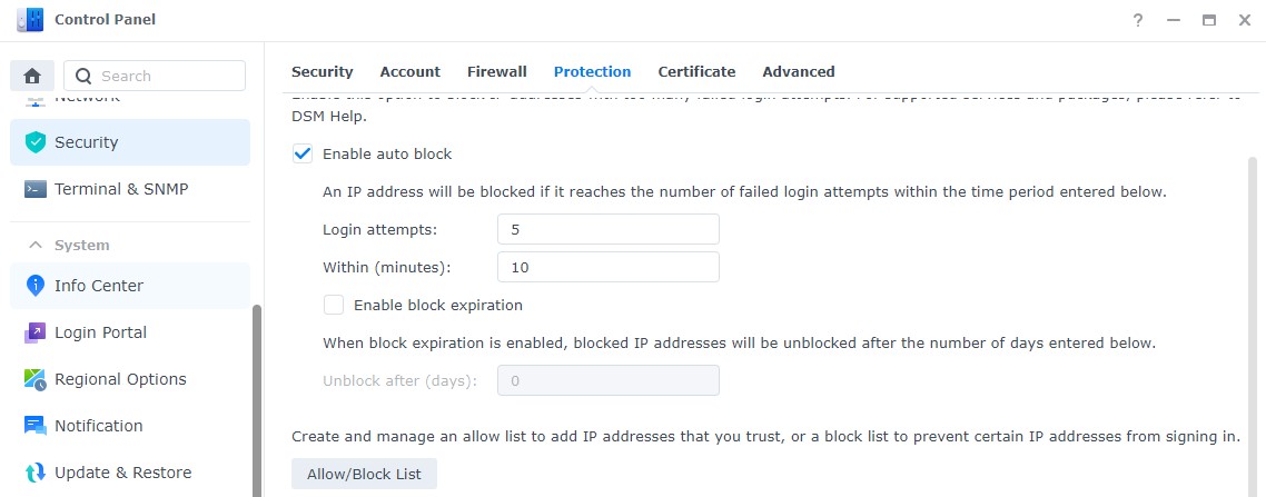 login security - auto block