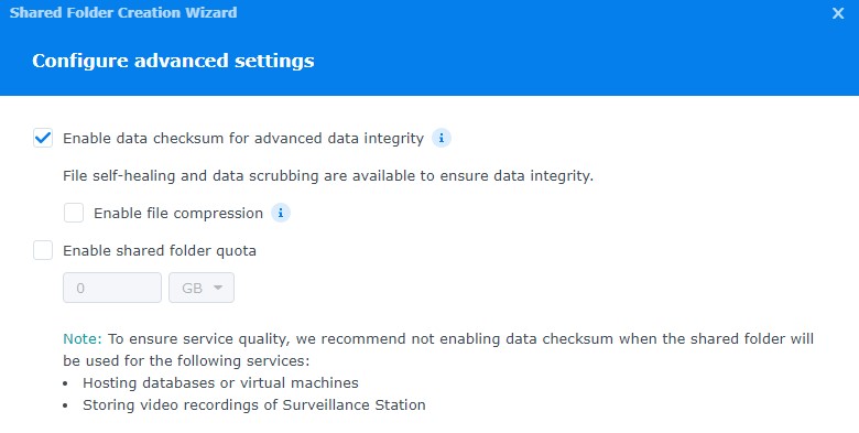 enabling data checksum