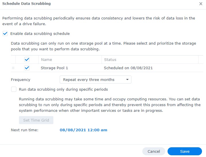 data scrubbing schedule