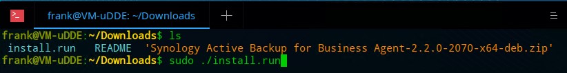 isntalling synology active backup on a linux device