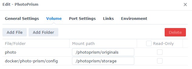 connecting photoprism to the shared space in synology photos