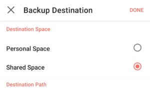 backing up photos to the synology photos shared space automatically