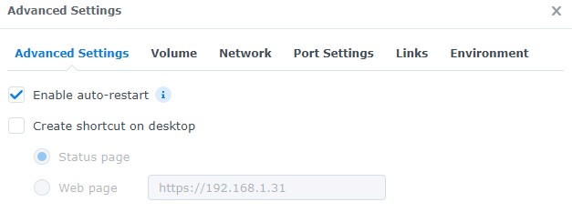 enabling auto-restart on the container