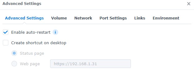enabling auto-restart on the container