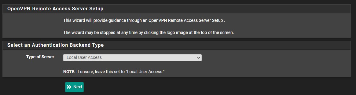 authentication type for openvpn