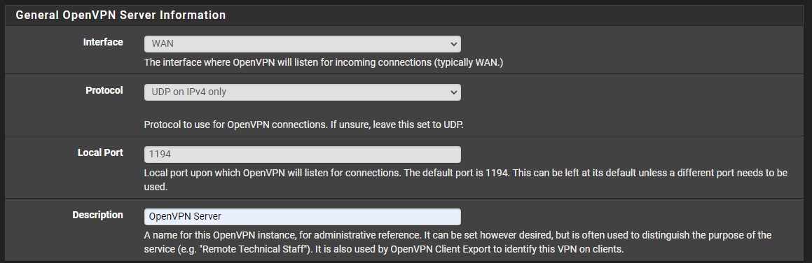 confiruging the interface for openvpn